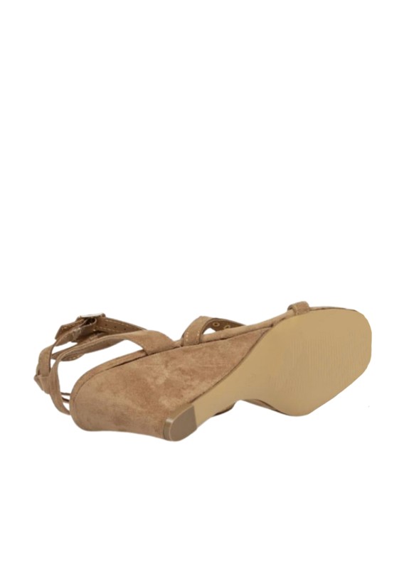 Sandali Keslem Python in colore cammello per donna