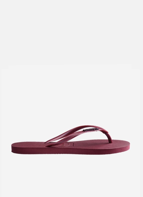 Chinelos Havaianas Slim Logo Metallic na cor fúcsia para mulher