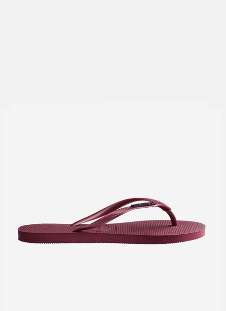 Chinelos Havaianas Slim Logo Metallic na cor fúcsia para mulher