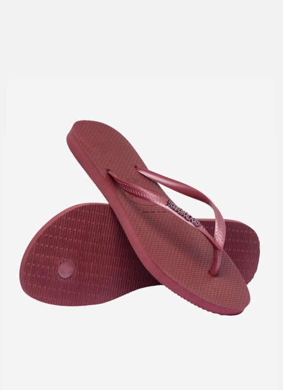 Chinelos Havaianas Slim Logo Metallic na cor fúcsia para mulher