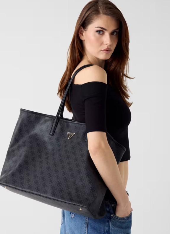 Borsa Guess Victoria 2 in 1 tote in colore nero per donna